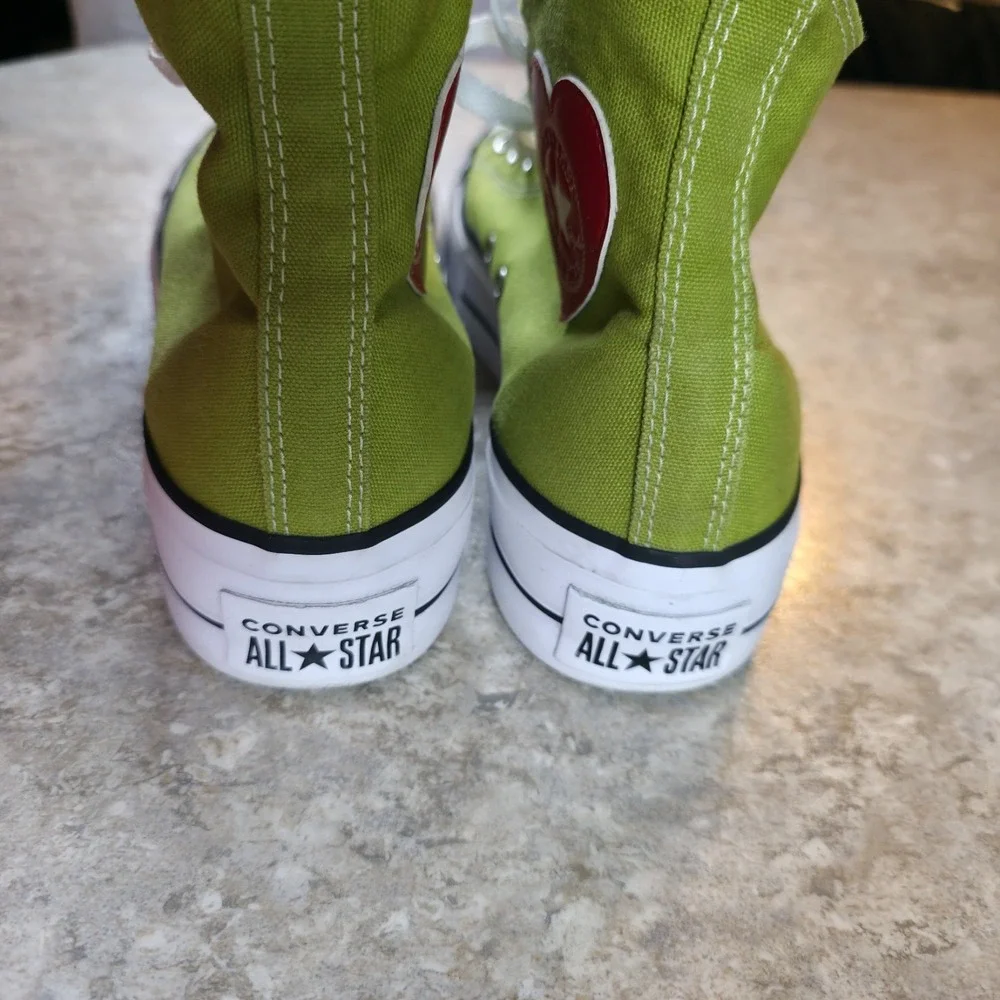 Converse Chuck Taylor All Star Platform Shoes Mens 7 / Womens 9 Lime Red Heart